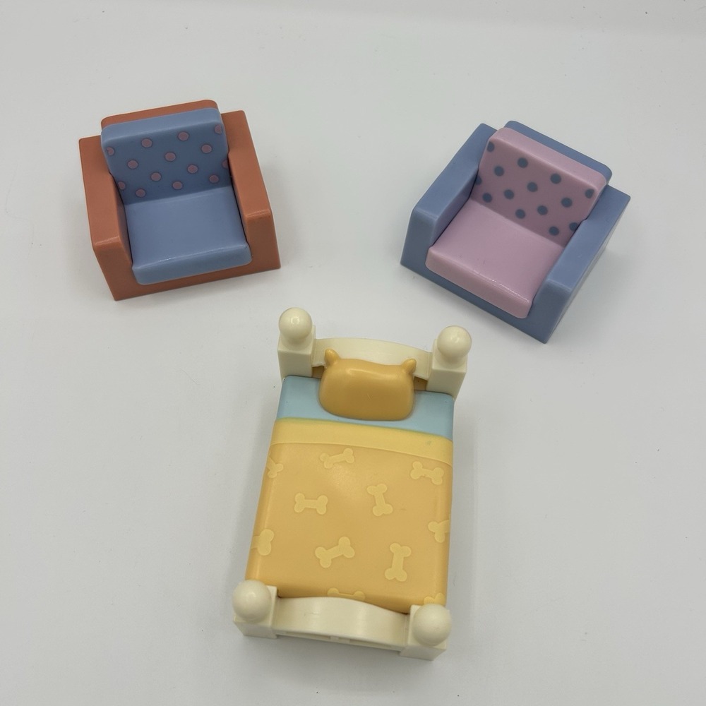 Bluey Dollhouse Furniture Lot 3 Pc Bed Chairs Replacement Accessories Toy